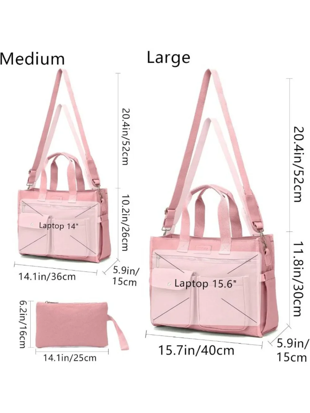 Spacious Canvas Tote Bag Set for Women - Stylish Work, Travel & College Handbags